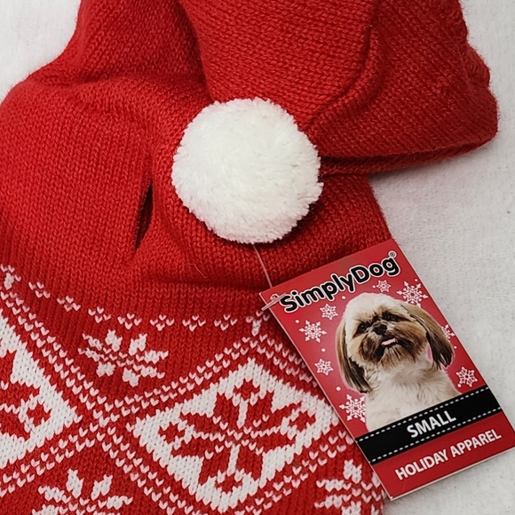 Simply Dog Sweater Red White Winter Dog Clothes Size Small 14"-17" NWT - Picture 5 of 9